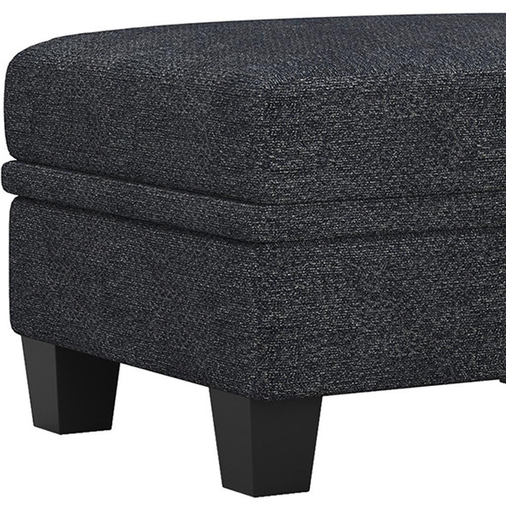 29" Gray and Black Chenille Storage Ottoman
