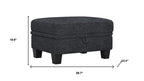 29" Gray and Black Chenille Storage Ottoman