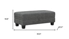 46" Light Gray and Black Chenille Storage Ottoman