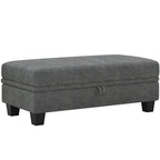 46" Light Gray and Black Chenille Storage Ottoman