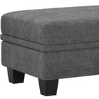 46" Light Gray and Black Chenille Storage Ottoman