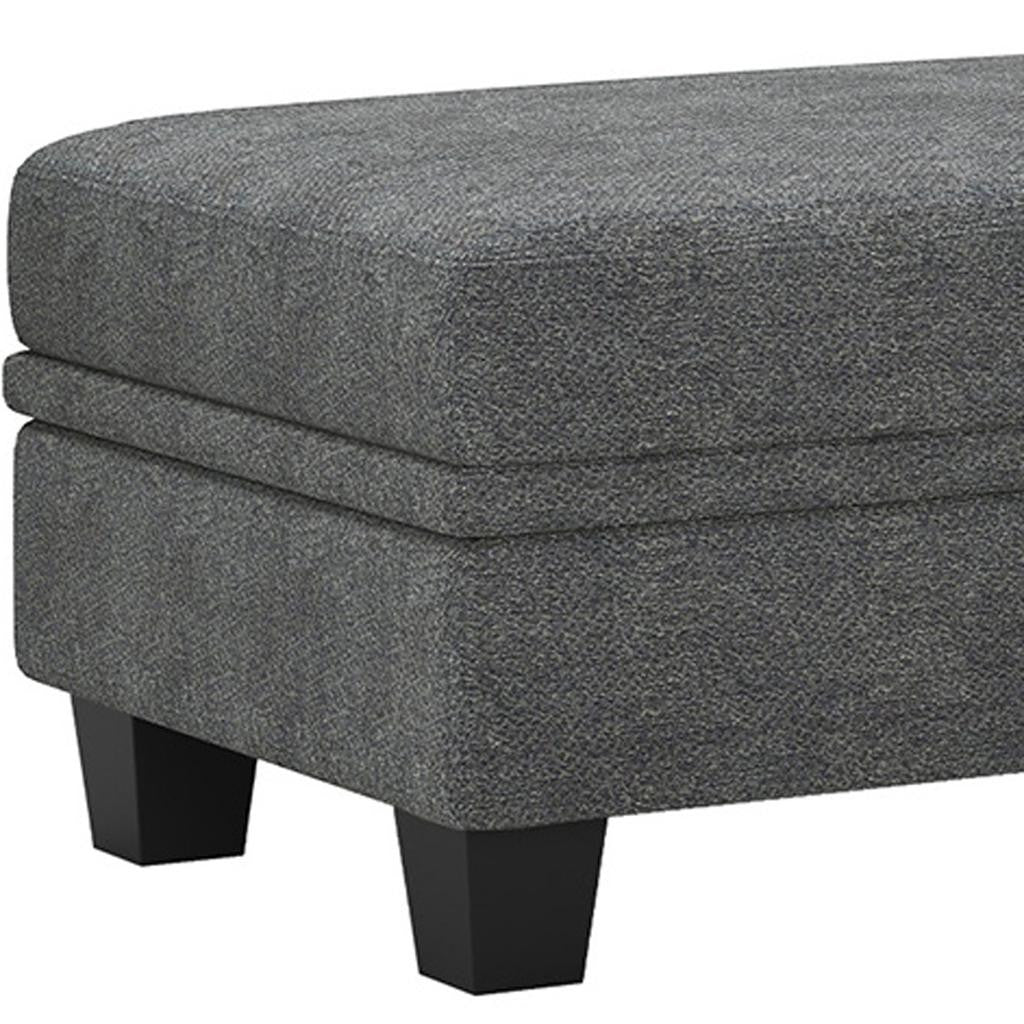 46" Light Gray and Black Chenille Storage Ottoman