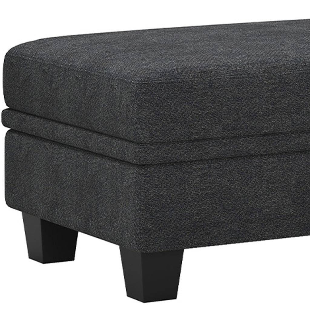 46" Gray and Black Chenille Storage Ottoman