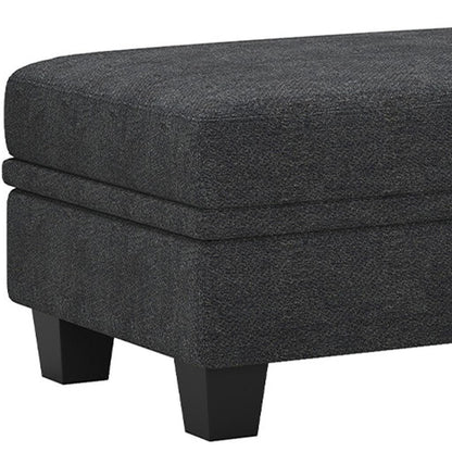 46" Gray and Black Chenille Storage Ottoman