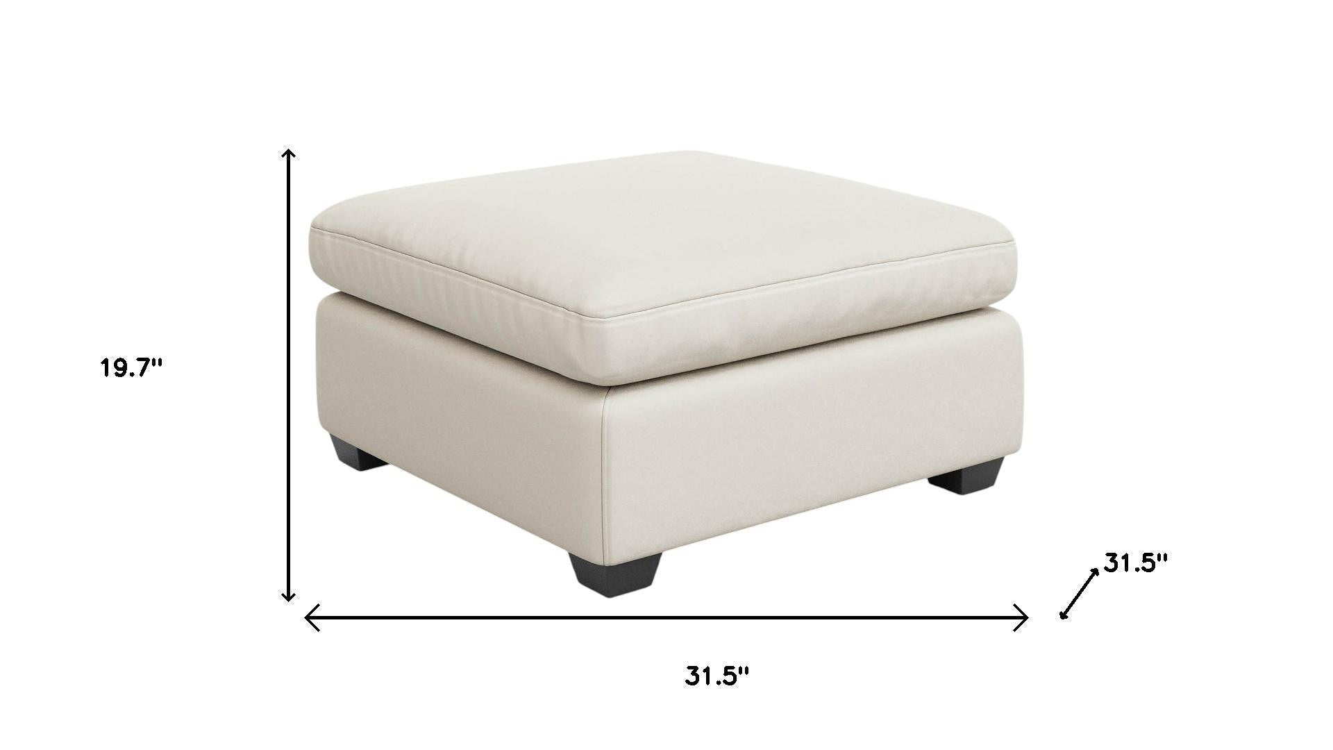 32" Beige and Black Velvet Footstool