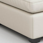 32" Beige and Black Velvet Footstool