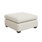 32" Beige and Black Velvet Footstool