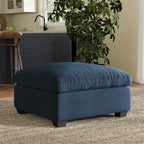 32" Blue and Black Velvet Footstool