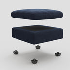 32" Blue and Black Velvet Footstool