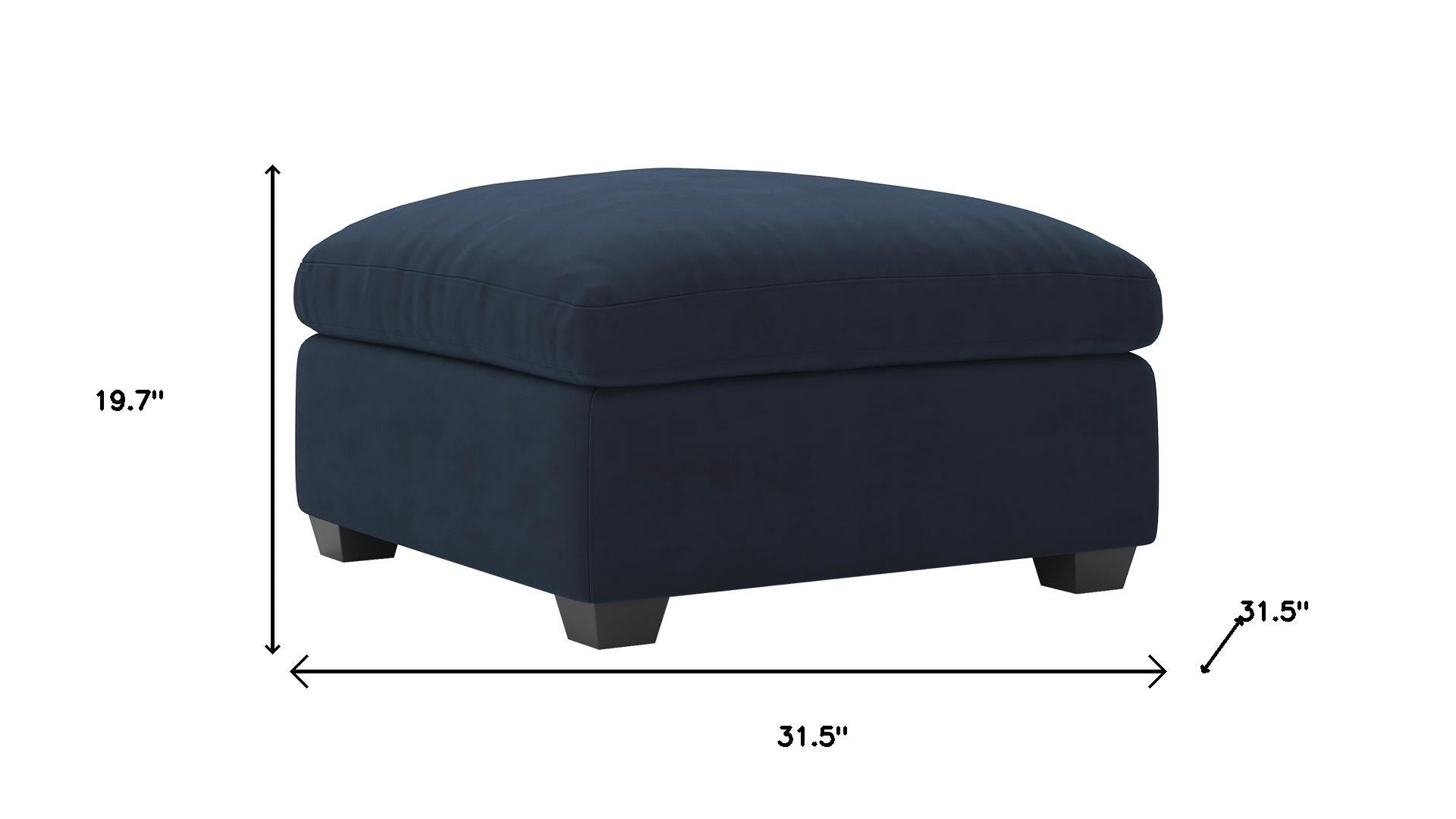 32" Blue and Black Velvet Footstool