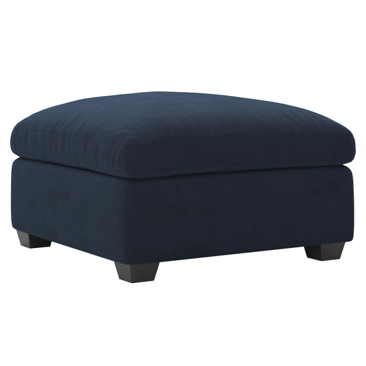 32" Blue and Black Velvet Footstool