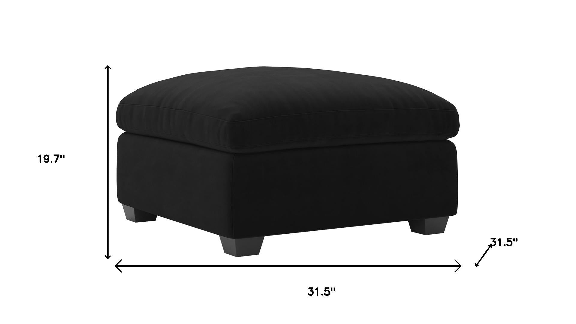 32" Black Velvet Footstool
