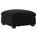 32" Black Velvet Footstool