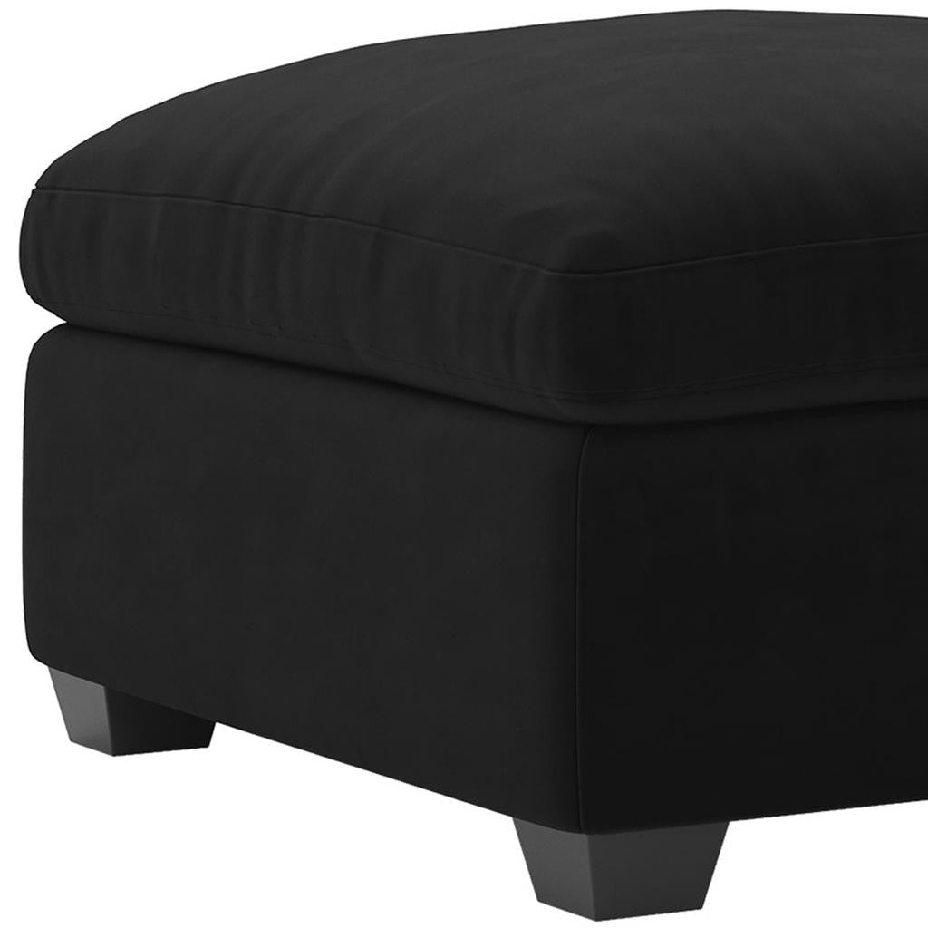 32" Black Velvet Footstool