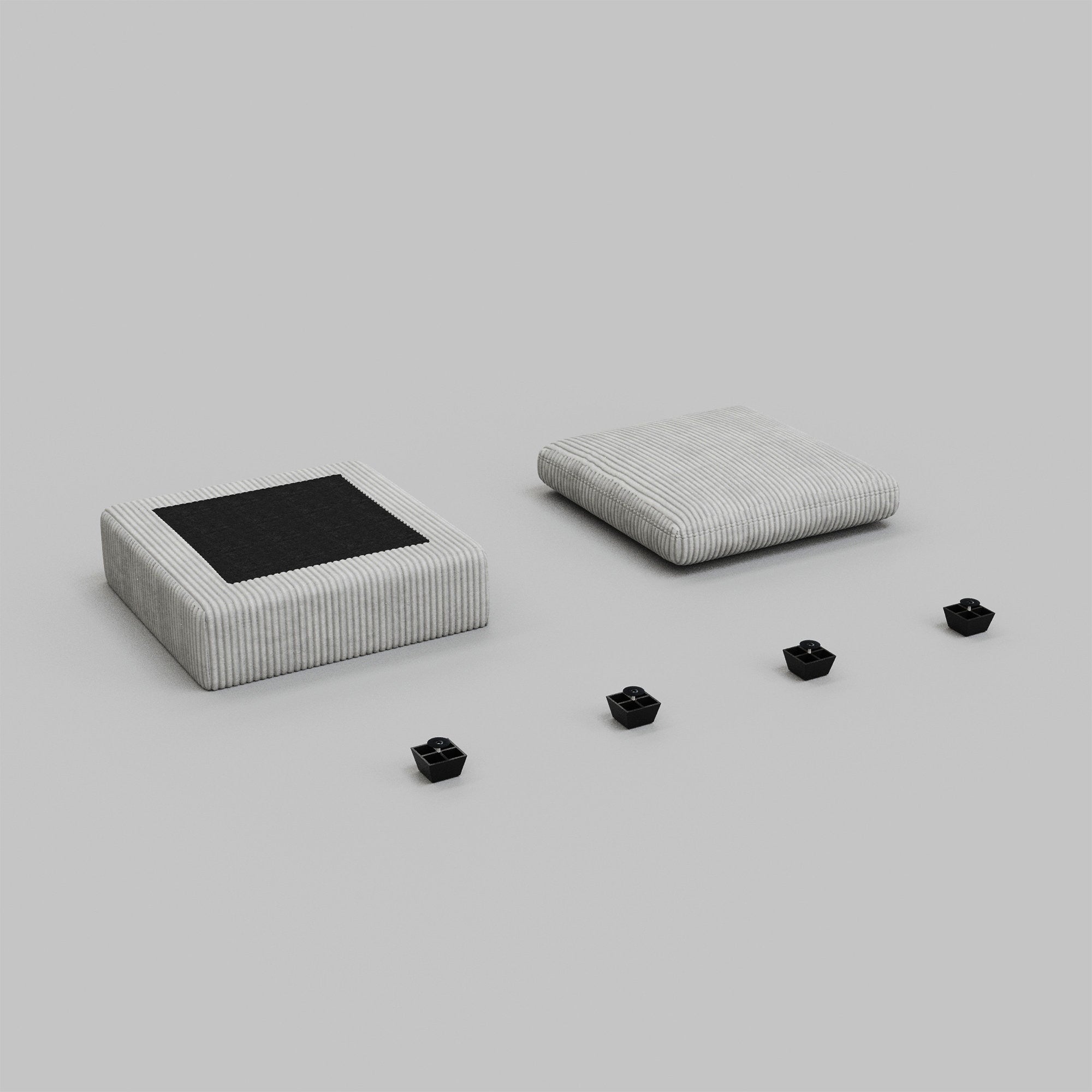 32" Gray and Black Corduroy Footstool