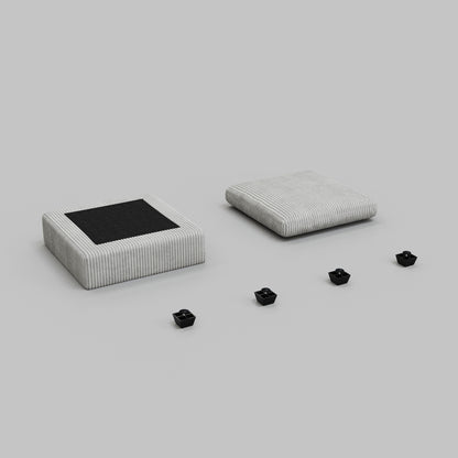 32" Gray and Black Corduroy Footstool