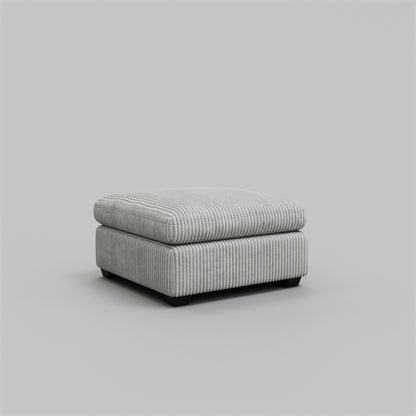 32" Gray and Black Corduroy Footstool