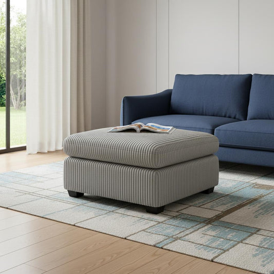 32" Gray and Black Corduroy Footstool