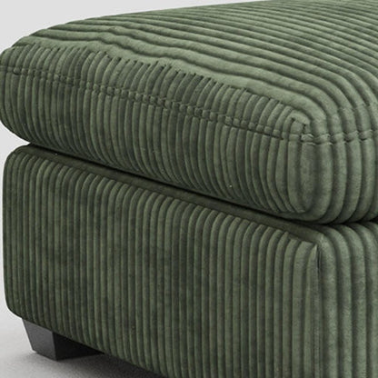 32" Green and Black Corduroy Footstool