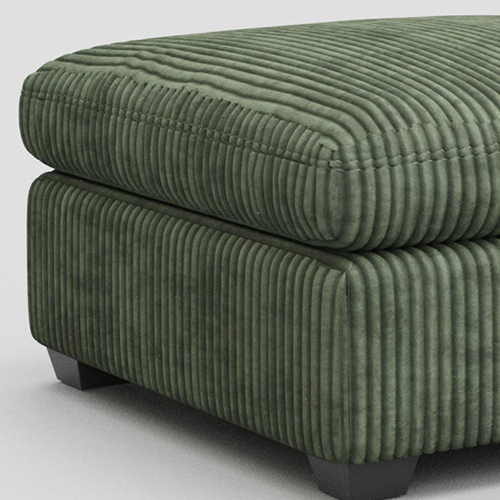 32" Green and Black Corduroy Footstool