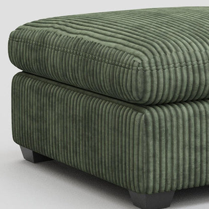 32" Green and Black Corduroy Footstool