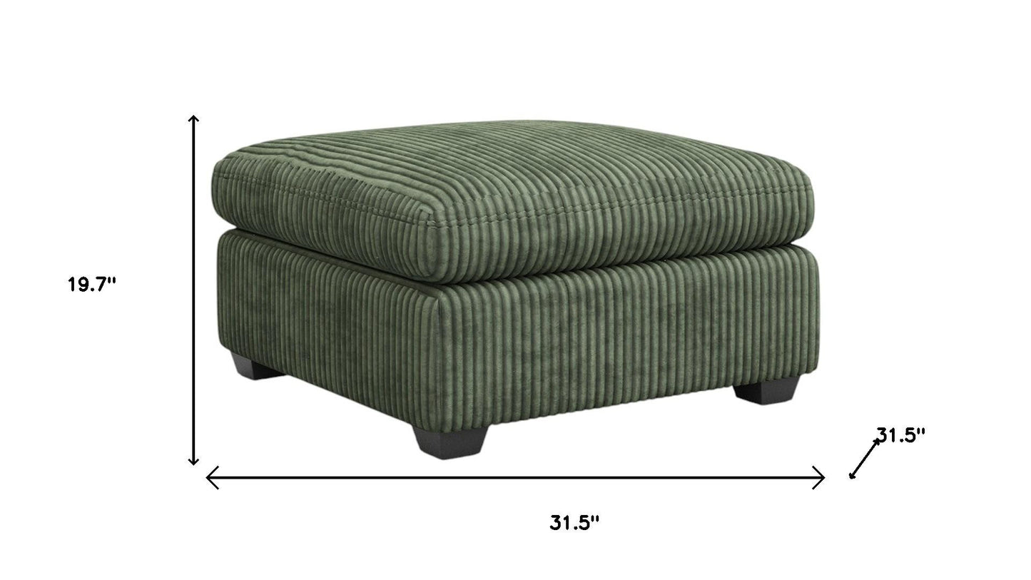 32" Green and Black Corduroy Footstool