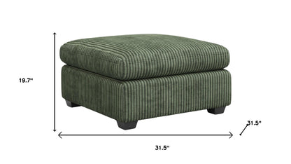 32" Green and Black Corduroy Footstool