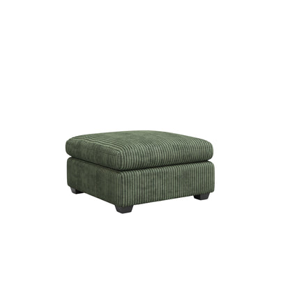 32" Green and Black Corduroy Footstool