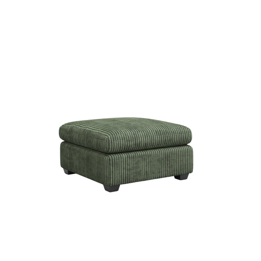 32" Green and Black Corduroy Footstool