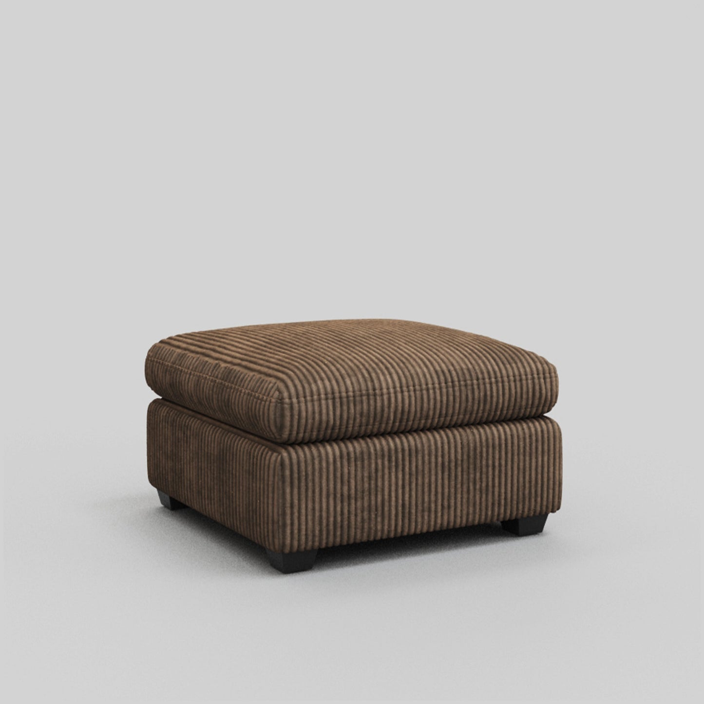 32" Brown and Black Corduroy Footstool