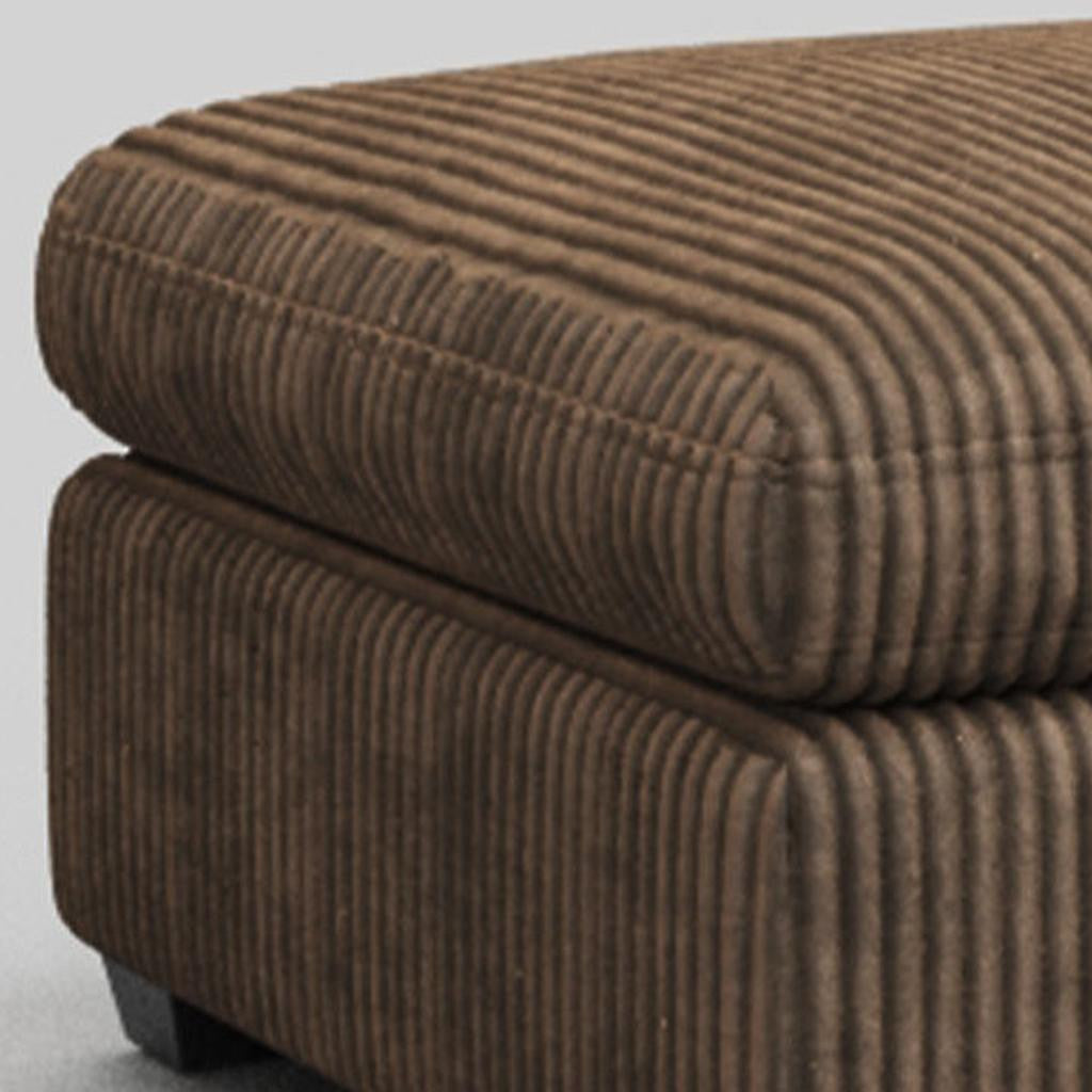 32" Brown and Black Corduroy Footstool
