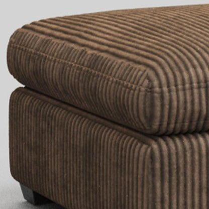 32" Brown and Black Corduroy Footstool