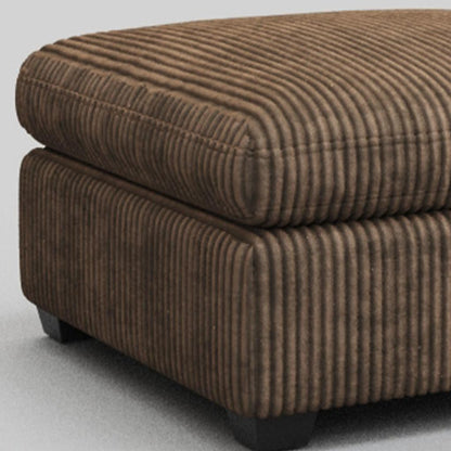 32" Brown and Black Corduroy Footstool
