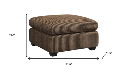 32" Brown and Black Corduroy Footstool