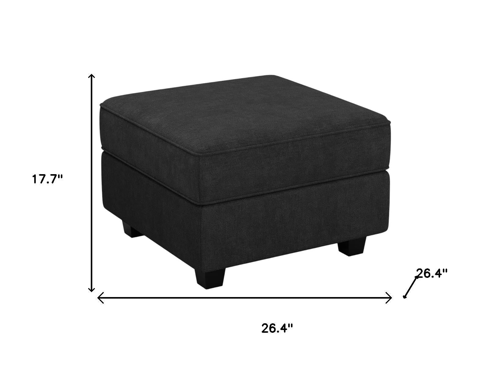26" Black Velvet Storage Ottoman