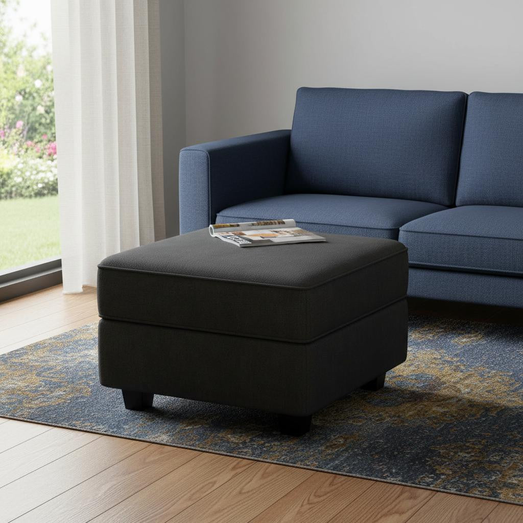 26" Black Velvet Storage Ottoman