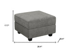 26" Light Gray and Black Velvet Storage Ottoman