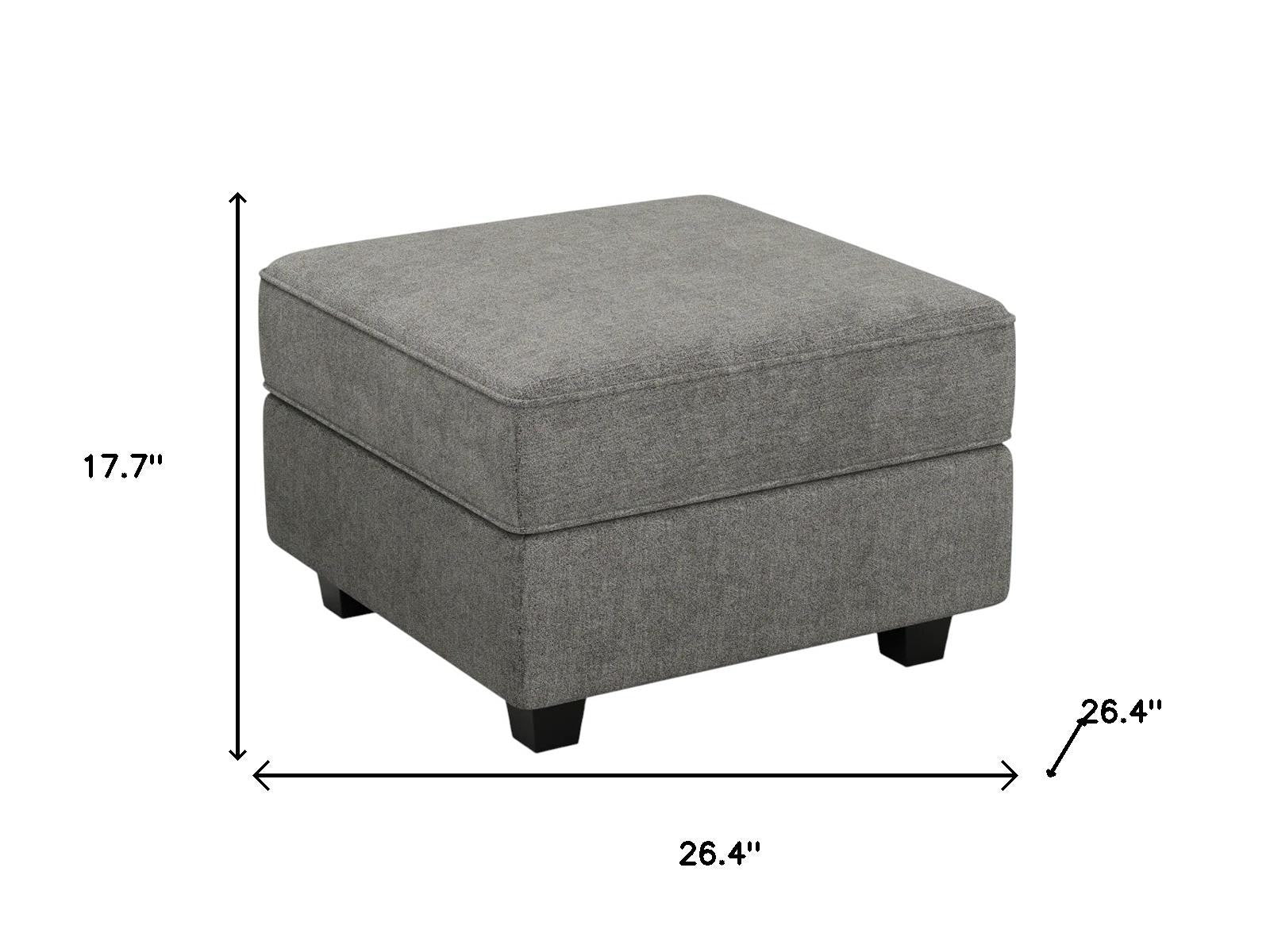 26" Light Gray and Black Velvet Storage Ottoman