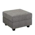 26" Light Gray and Black Velvet Storage Ottoman