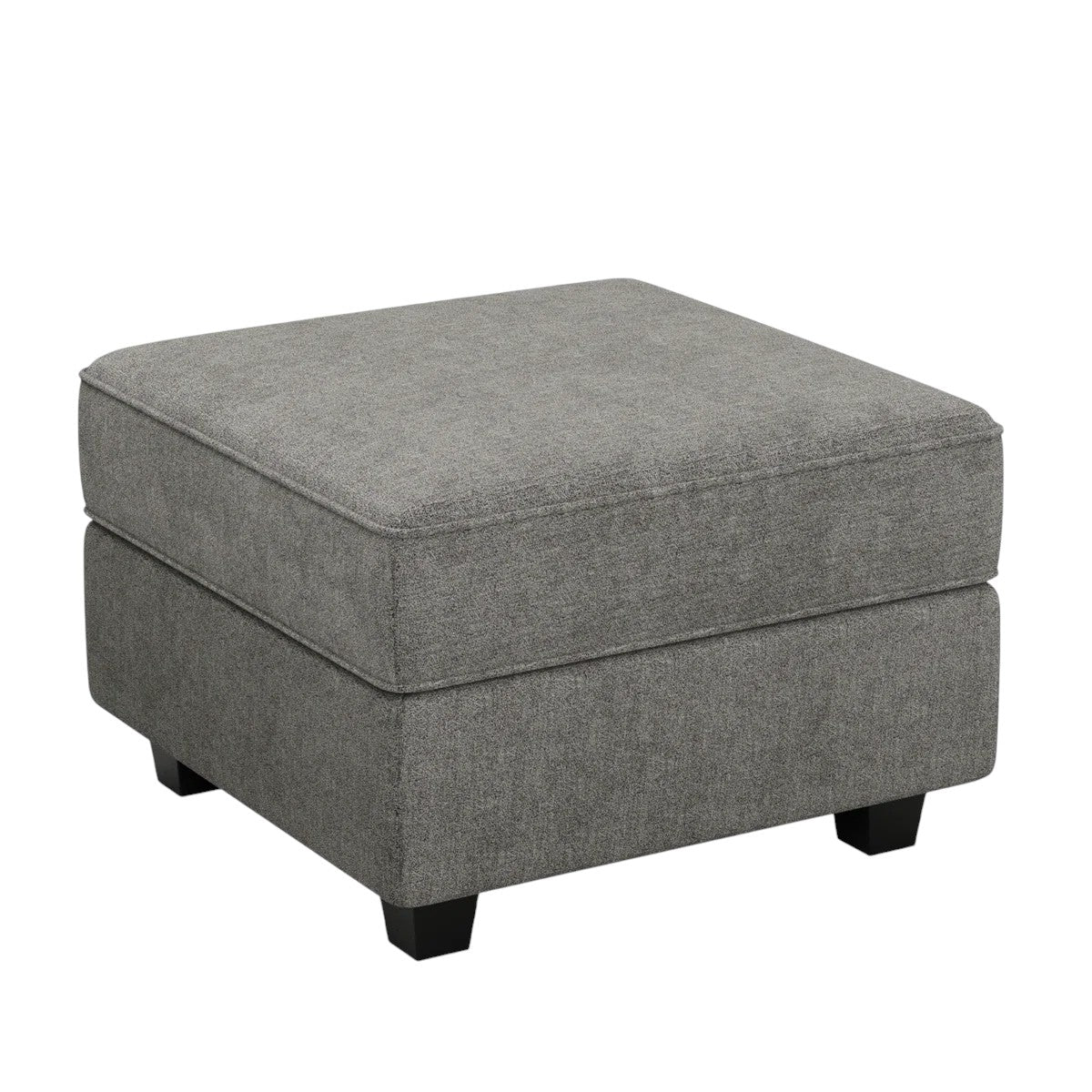 26" Light Gray and Black Velvet Storage Ottoman
