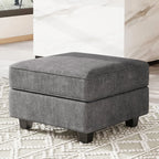 26" Gray and Black Velvet Storage Ottoman