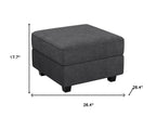 26" Gray and Black Velvet Storage Ottoman