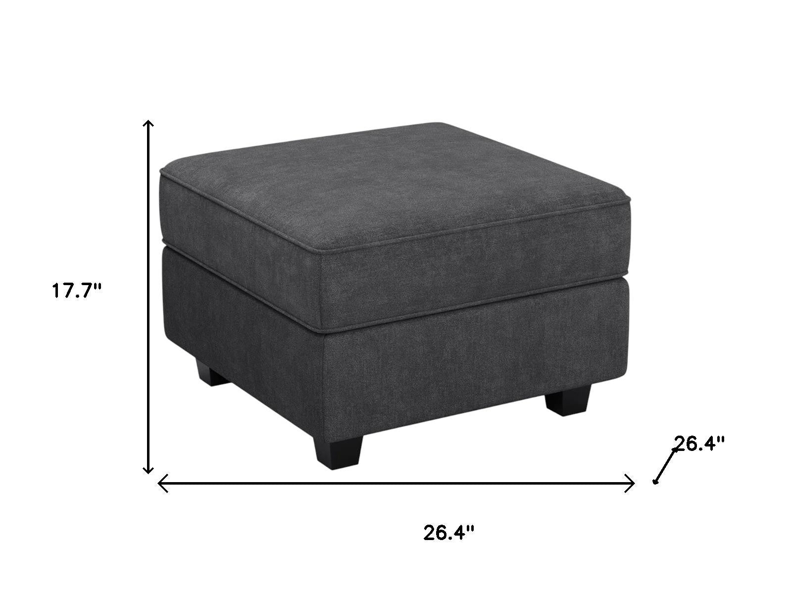 26" Gray and Black Velvet Storage Ottoman