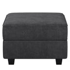 26" Gray and Black Velvet Storage Ottoman