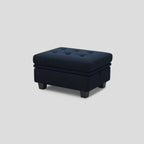 32" Blue and Black Velvet Tufted Storage Ottoman
