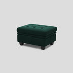 32" Green and Black Velvet Tufted Storage Ottoman