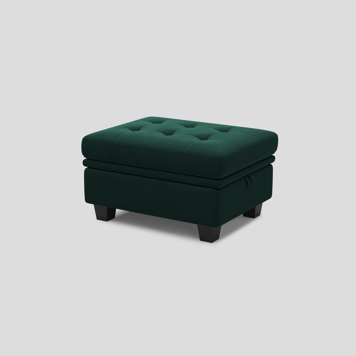 32" Green and Black Velvet Tufted Storage Ottoman
