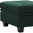 32" Green and Black Velvet Tufted Storage Ottoman