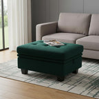 32" Green and Black Velvet Tufted Storage Ottoman