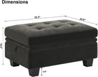 32" Gray and Black Velvet Tufted Storage Ottoman